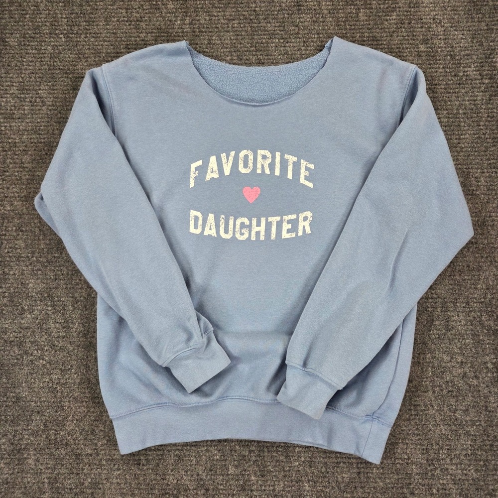 Sub Urban Riot Favorite Daughter Sweatshirt Light Blue Heart Graphic Pullover